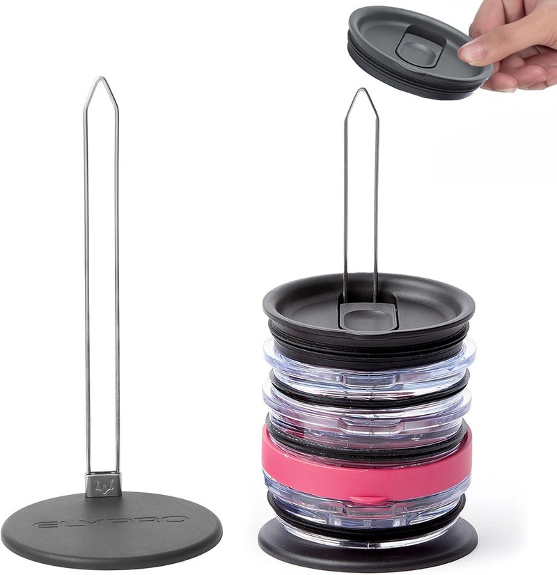 ELYPRO - Revolutionary Tumbler Lid Organizer for Stanley, Yeti Cap Lids- Space-Saving Design - Slim Vertical Storage for Up to 10 Lids , Clutter-Free Kitchen Cabinets and Countertops Organization - Image 1